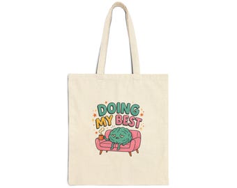 Doing My Best tote, mental health humor, retro wavy text
