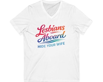 Camiseta "Lésbicas a Bordo", Camiseta do Orgulho LGBTQ+, "Esconda sua Esposa", Camiseta para Férias em Cruzeiro