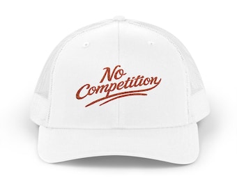 No Competition trucker cap | embroidered script logo | mesh snapback hat, casual streetwear,