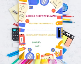 Super Kid Award Certificate | Printable Kids Achievement Award (PDF)