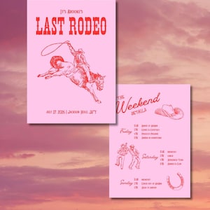 Cowgirl Bachelorette Invitation: Last Rodeo Western Itinerary (Canva Digital Design, 5x7&quot;)