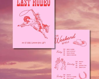 Cowgirl Bachelorette Invitation: Last Rodeo Western Itinerary (Canva Digital Design, 5x7")