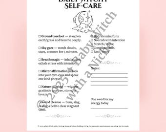 Daily Witchy Self-Care Checklist, Magical Printable, Witchcraft Self-Care Sheet, Grimoire Page