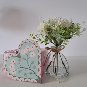 Hand Painted Wooden Floral Hanging Heart
