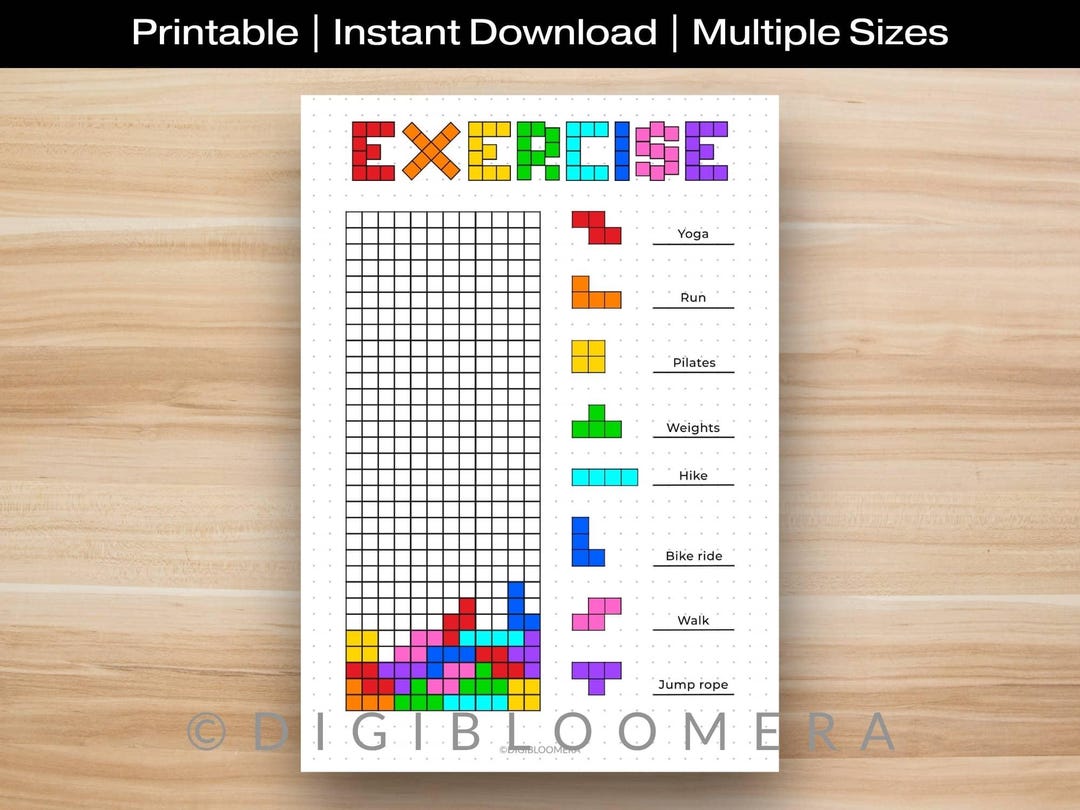 Exercise-tris Tracker, Printable Journal Page, Fitness Tracker, Fun ...