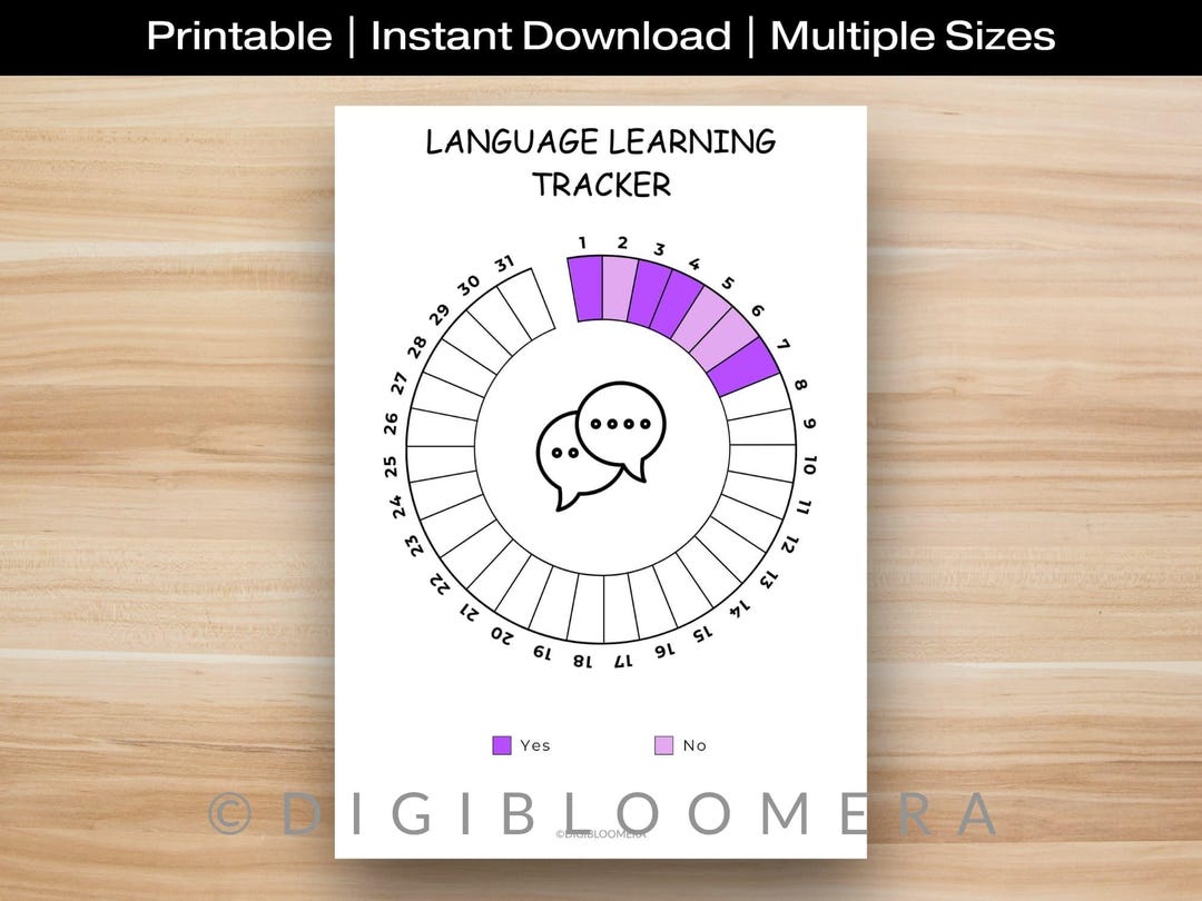Language Notebook Tracker Language Learning Tracker, Printable Journal Page, New Language, Habit ...