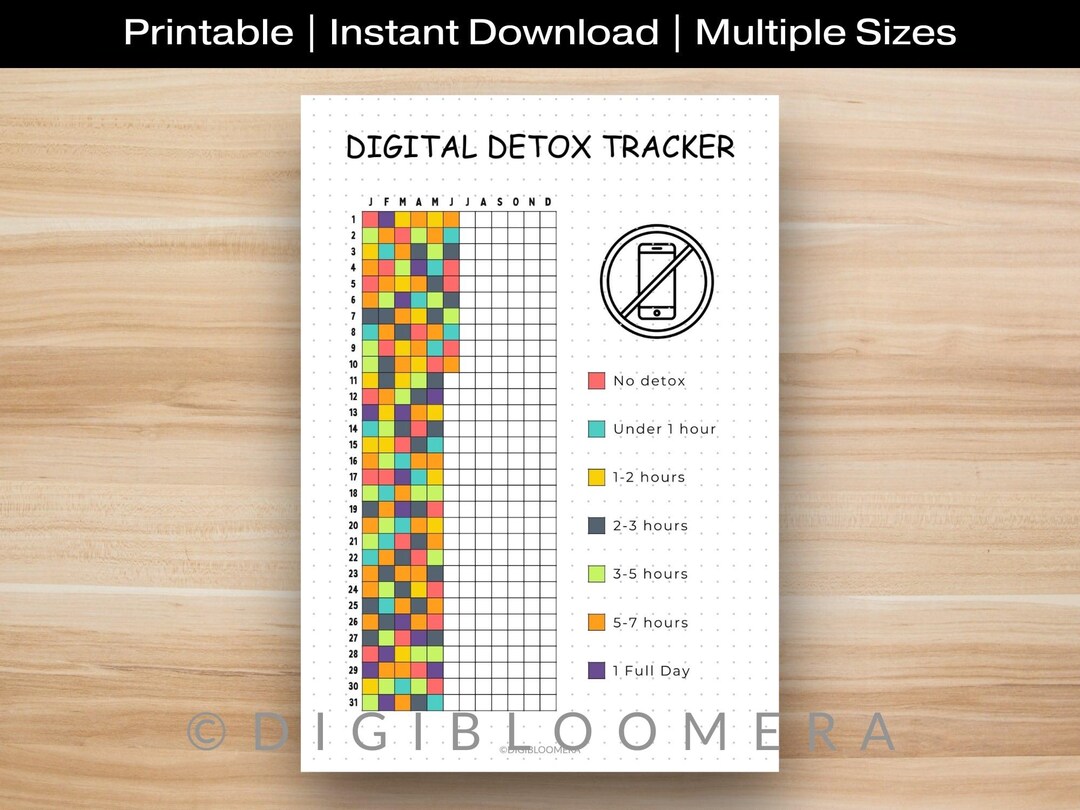 Digital Detox Tracker Yearly, Printable Journal Page, Screen Time ...