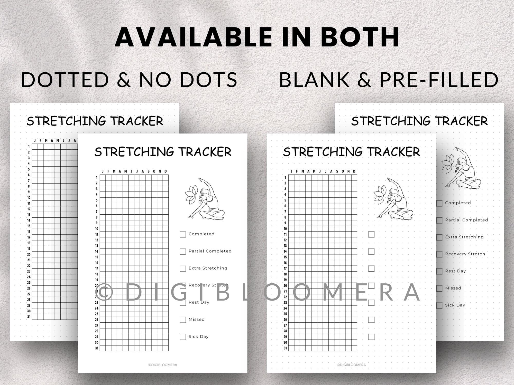 Stretch Journal Stretching Tracker Printable, Journal Page, Stretching Log Yearly ...