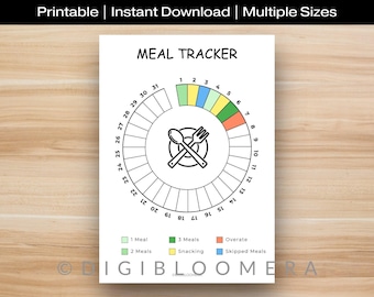 Meal Tracker Monthly, Printable Journal Page, Meal Log, Food Tracker, Eating Tracker, Food Journal, Planner Page