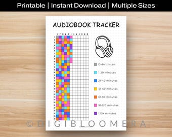 Audiobook Tracker | Printable Reading Journal Page | Daily Habit Log