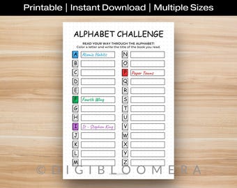 Alphabet Reading Challenge | Printable Journal Page | Book Tracker
