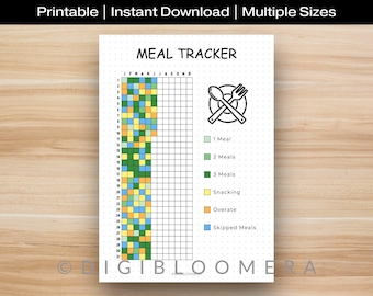 Meal Tracker Yearly, Printable Journal Page, Meal Log, Food Tracker, Eating Tracker, Food Journal, Planner Page