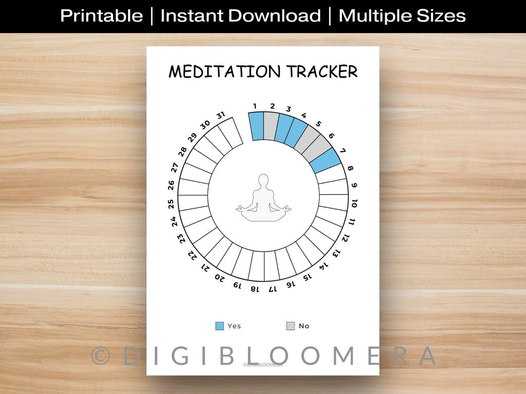 Meditation Tracker Printable, Journal Page, Monthly Meditation Log ...