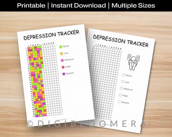Depression Tracker, Printable Journal Page, Depression Log, Mood Tracker, Mental Health Tracker, Planner Page