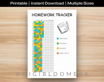 Huiswerktracker, afdrukbare dagboekpagina, studentenplannerpagina, studentendagboek, opdrachtentracker
