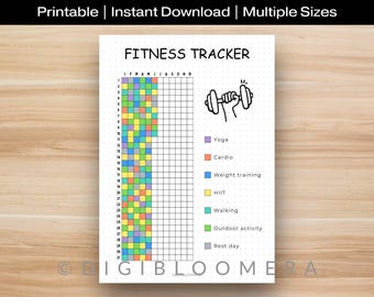 Fitness Tracker, Printable Journal Page, Exercise Tracker, Workout Tracker, Activity Log, Health Tracker, Planner Page