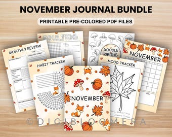 November Journal & Planner Bundle | Pre-Colored Printable and Digital Pages | Autumn | A4/A5 Size