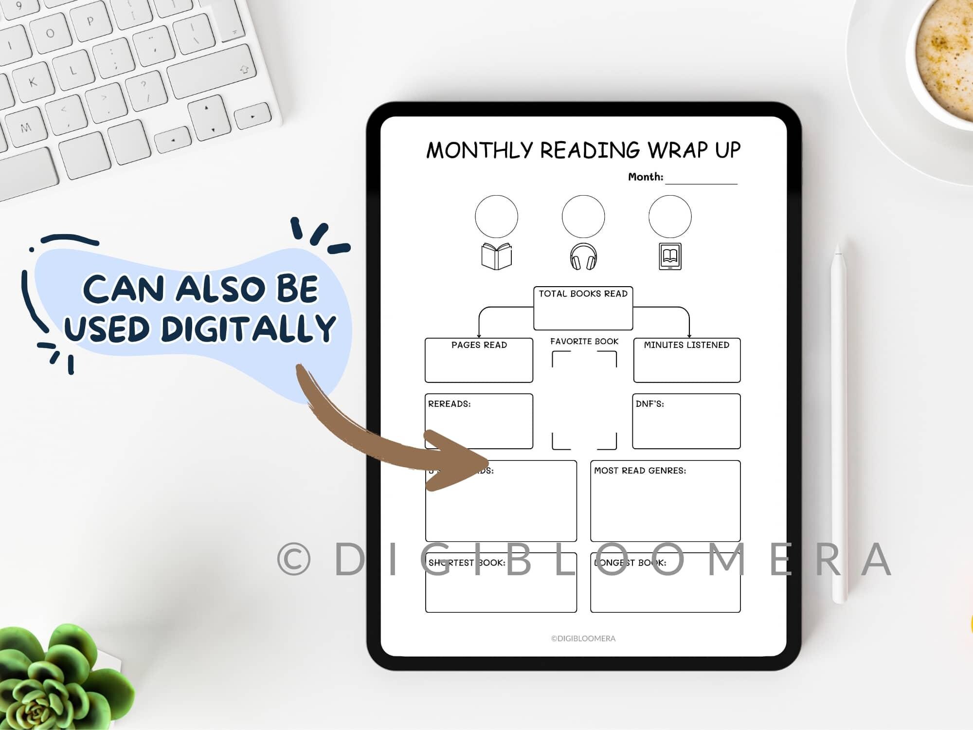 Monthly Reading Wrap up | Printable Journal Page | Book Tracker - Etsy