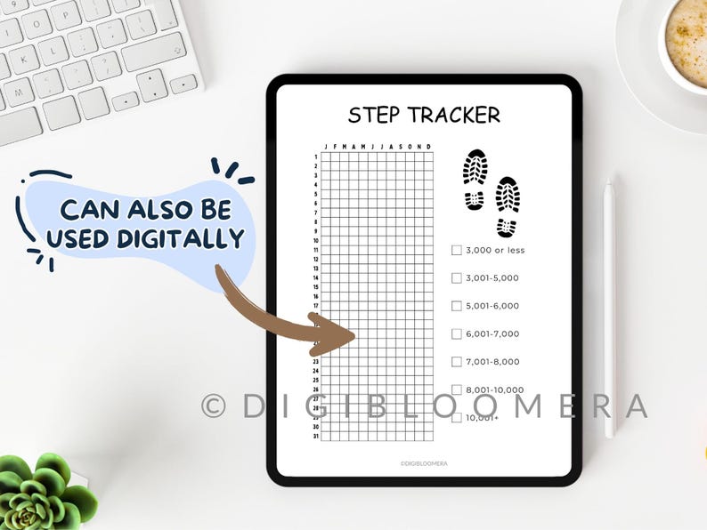 Step Rangs Step Tracker Yearly, Printable Journal Page, Fitness Tracker, Health ...