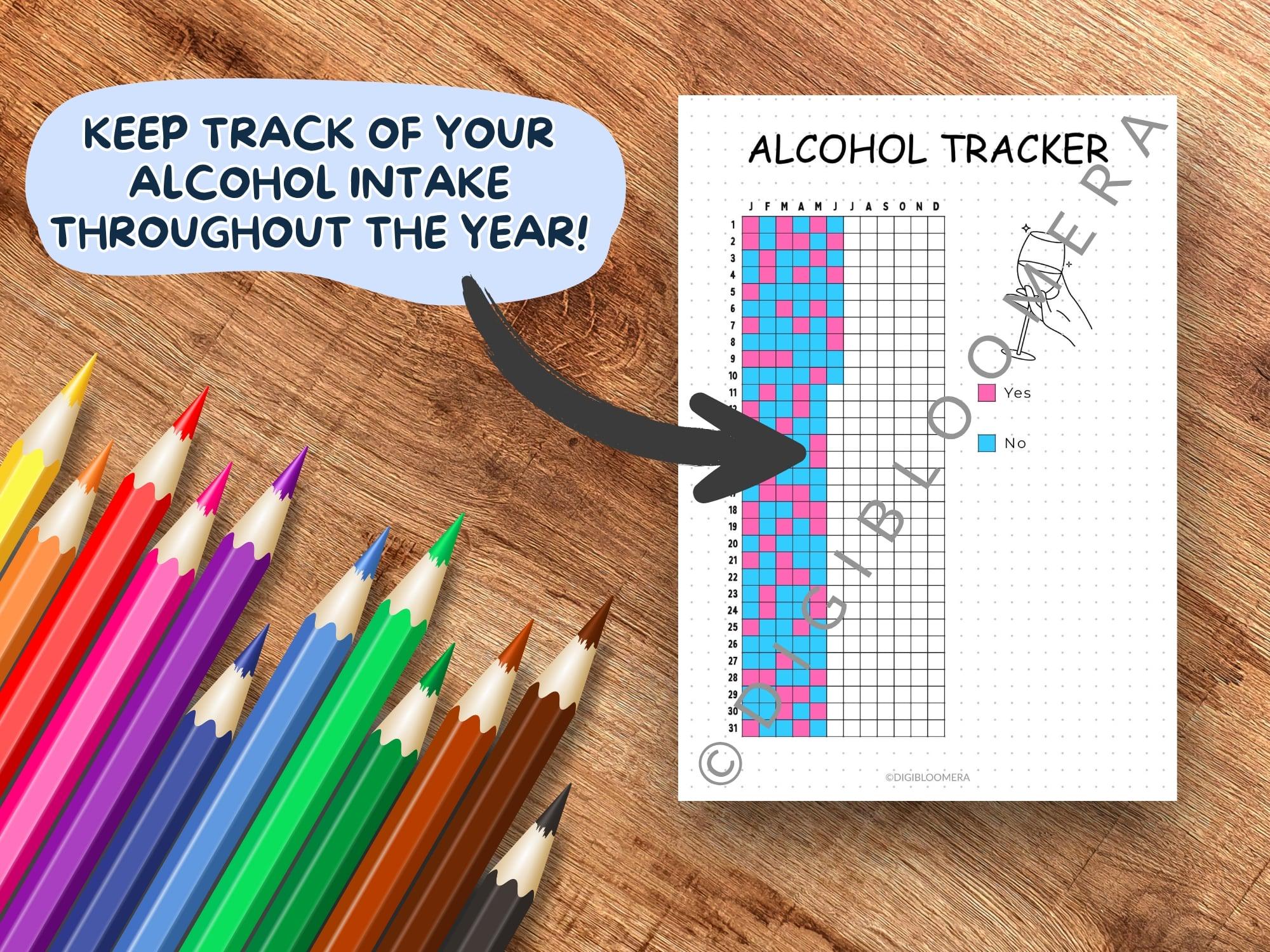 Alcohol Tracker Yearly, Printable Journal Page, Alcohol Intake Log ...