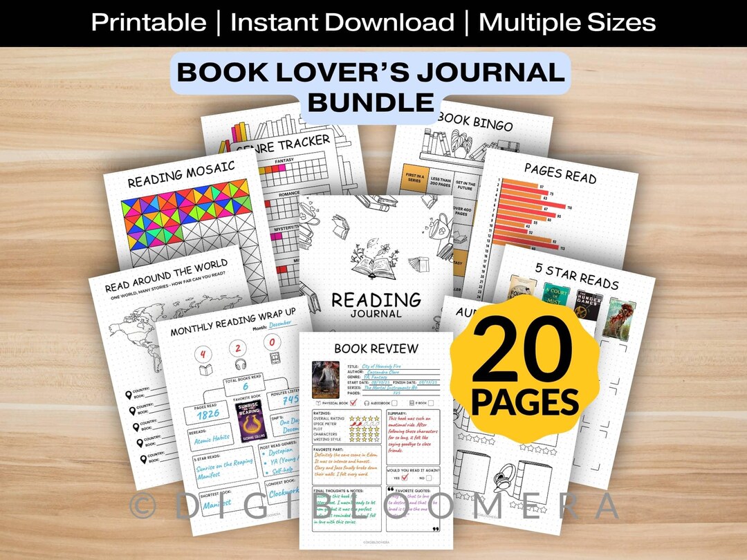 Book Lover's Journal Bundle | Printable Reading Tracker Pages | A4/A5 ...