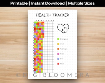 Health Tracker, Printable Journal Page, Health Log, Pain Tracker, Wellness Journal, Mood and Energy Tracker, Planner Page