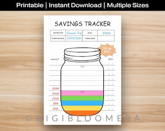 Savings Tracker, Printable Journal Page, Savings Jar, Saving Game, Finance Tracker, Savings Challenge