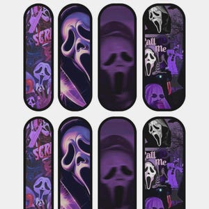 Calcomanías para uñas con diseño de Halloween de grito morado (20-50 mm)