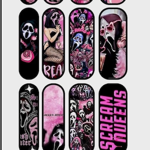 Pink Scream Halloween Water Slide Nail Decals 20-50 mm