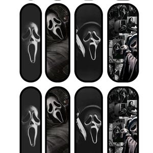 Black and White Scream Halloween Water Slide Nail Decals 20-50 mm