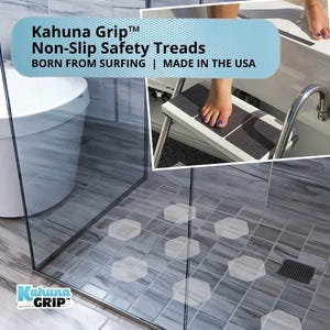 Non-Slip Safety Treads | Hydro-Hold Patented Grip | Indoor Outdoor Anti-Slip Strips for Bath, Shower, Pool, Stairs | Made in USA