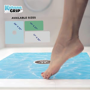 Kahuna Grip Non-Slip Bath & Shower Mat | Patented Hydro-Hold Safety Material | Made in USA | Soft, Easy Clean, Family Safe