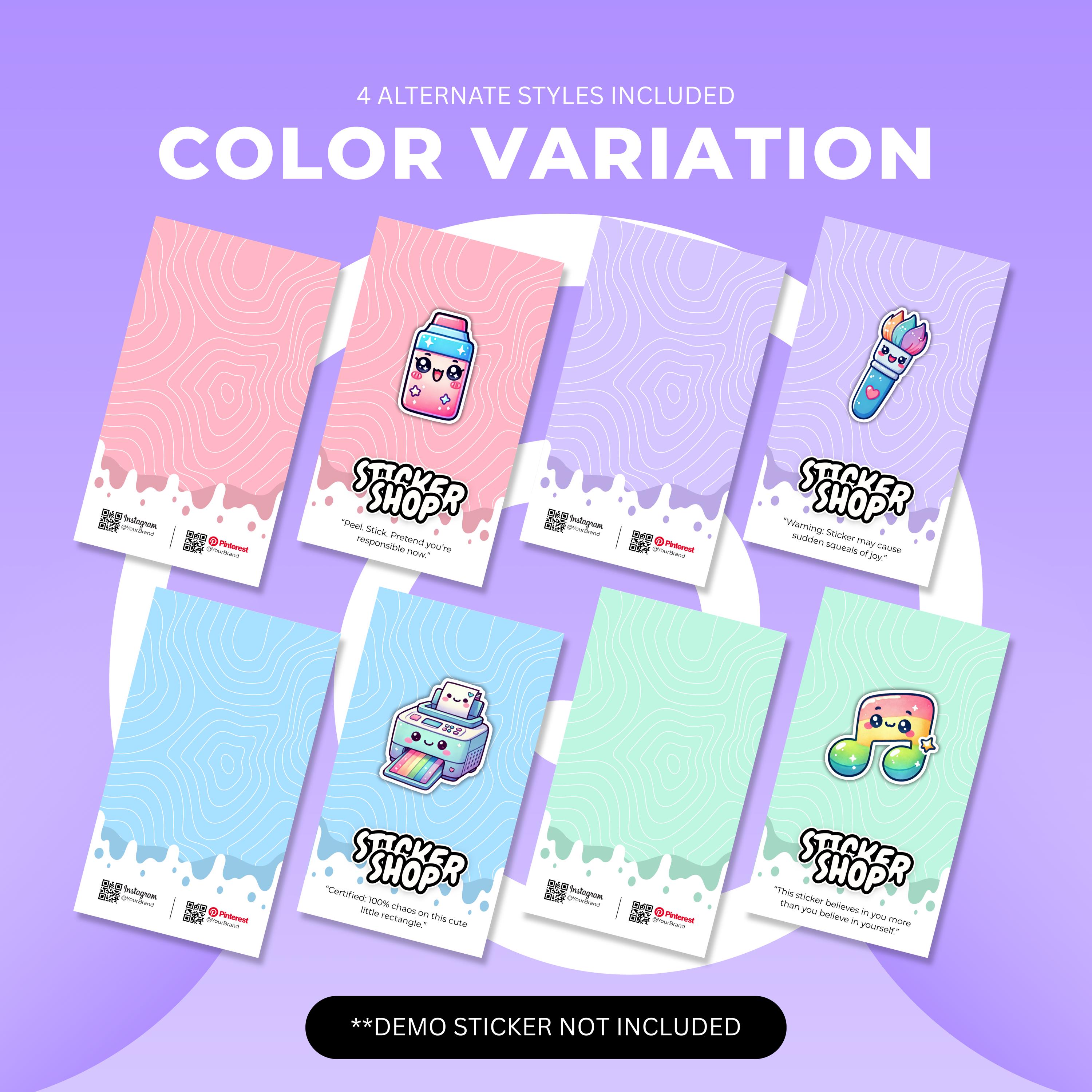 Editable Sticker Card Stickershop | Display Card Canva Templates for Stickers and Print Shops ...