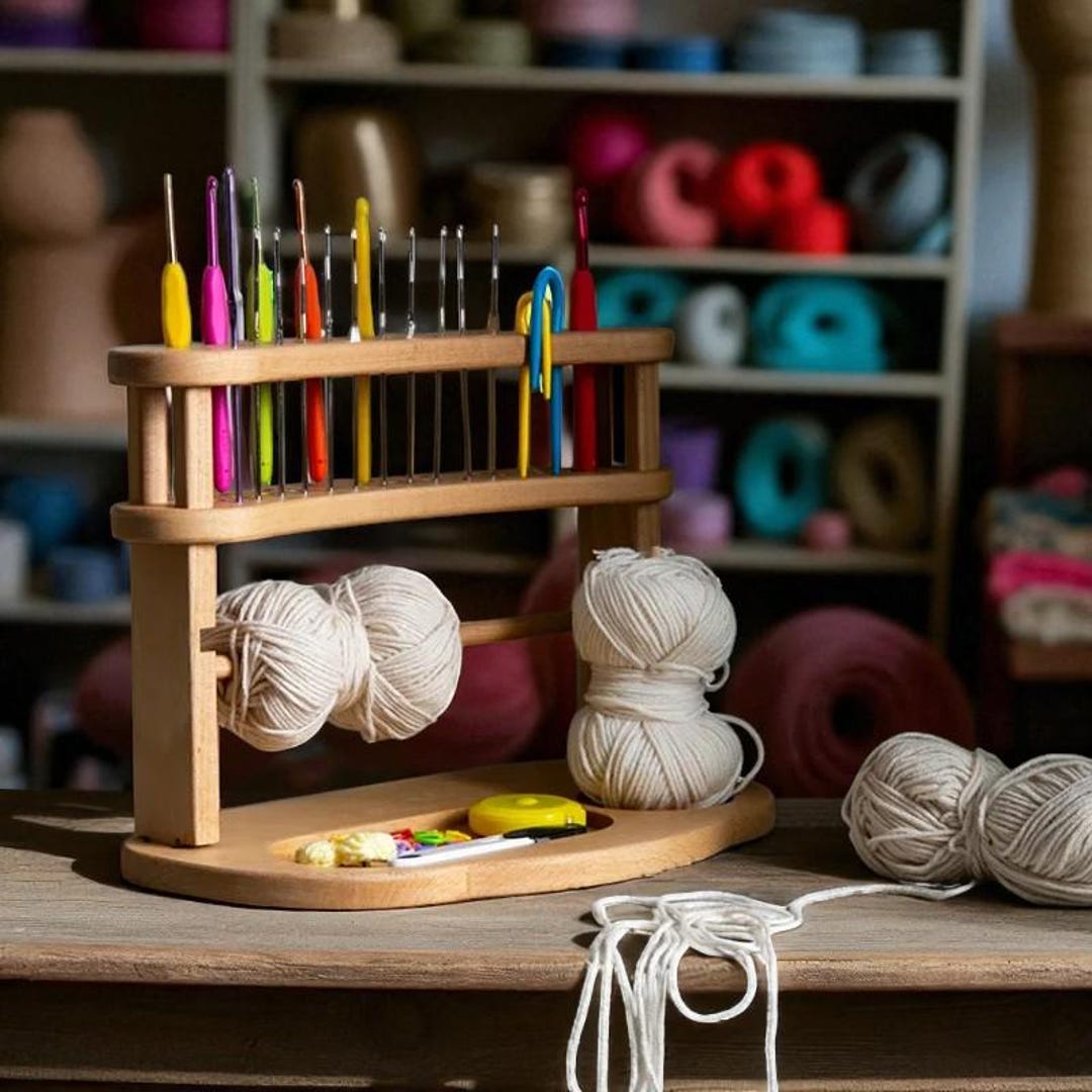 Twistease Tiered Yarn Organizer – Multi-layer Wooden Storage Stand for ...