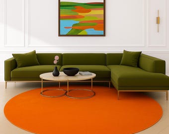 Hand Tufted Rug Solid Burnt Orange Area Rug For Living Room Bedroom Kitchen Nursery Entryway Office 5X8 8X10 9X12 10X14 11x14 Custom Rug