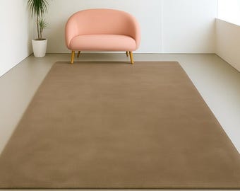 Hand Tufted Rug Solid Beige Wool Area Rug For Living Room Bedroom Kitchen Entryway Office 5X8 8X10 9X12 10X14 11x14 Custom Rug