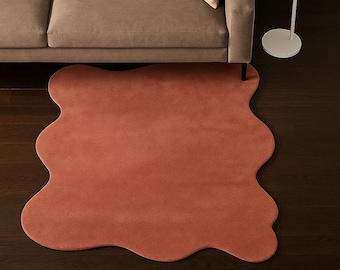 Tappeto ondulato rosa cipria tuftato – Tappeto moderno dalla forma organica, fatto a mano, minimale, per soggiorno, dimensioni personalizzate 8x10 9x12 10x14