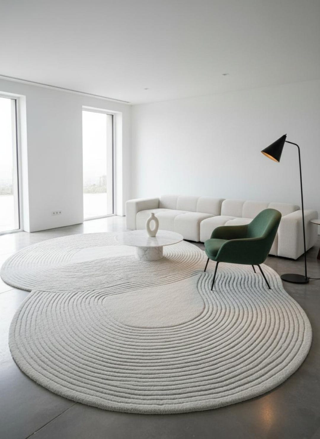 Irregular Double Ring Hand Tufted Rug Modern Abstract Organic Shape ...