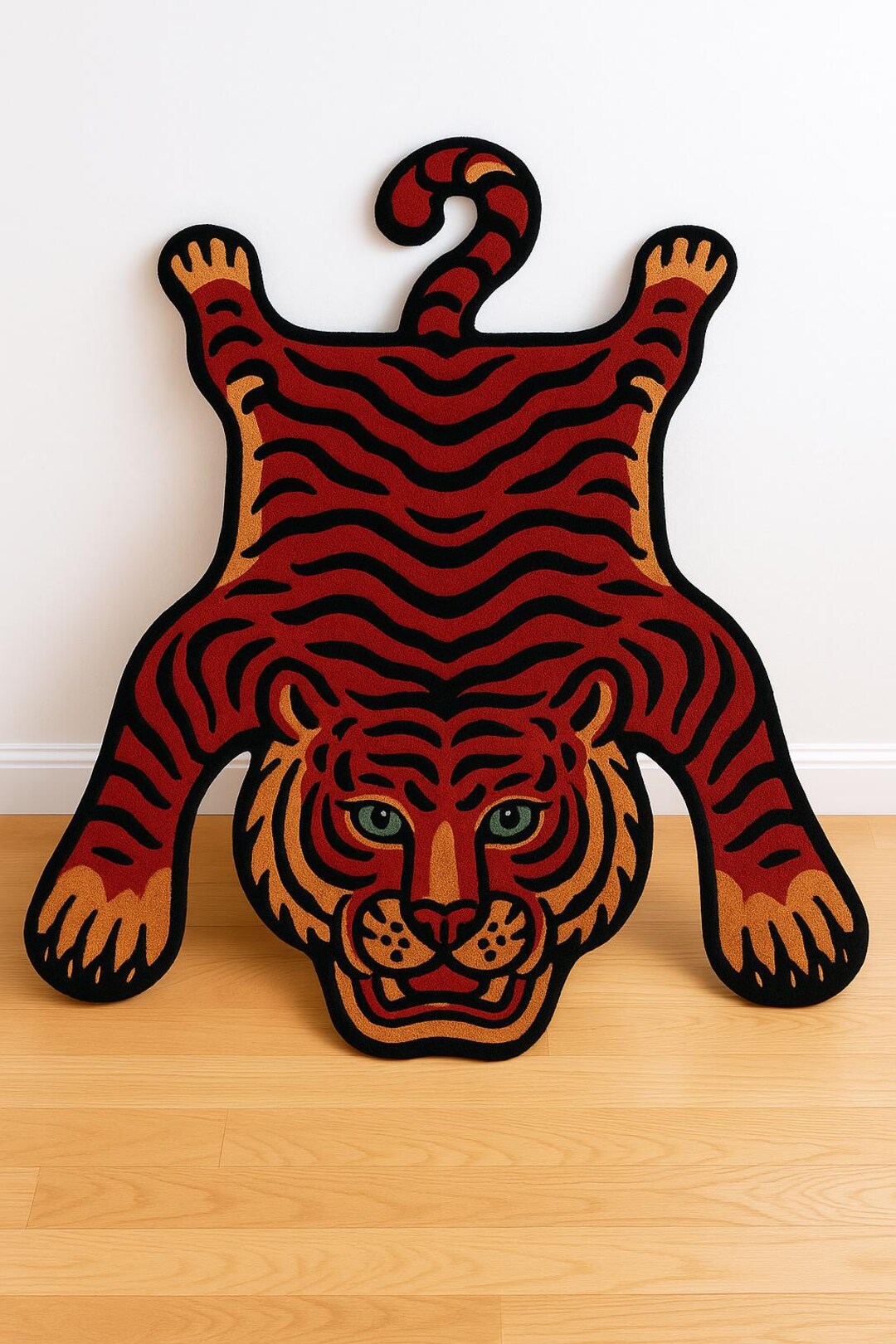 Preppy Tiger Rug Hand Tufted Tibetan Tiger Rug Handmade Tiger Rug Animal Skin Rug ...