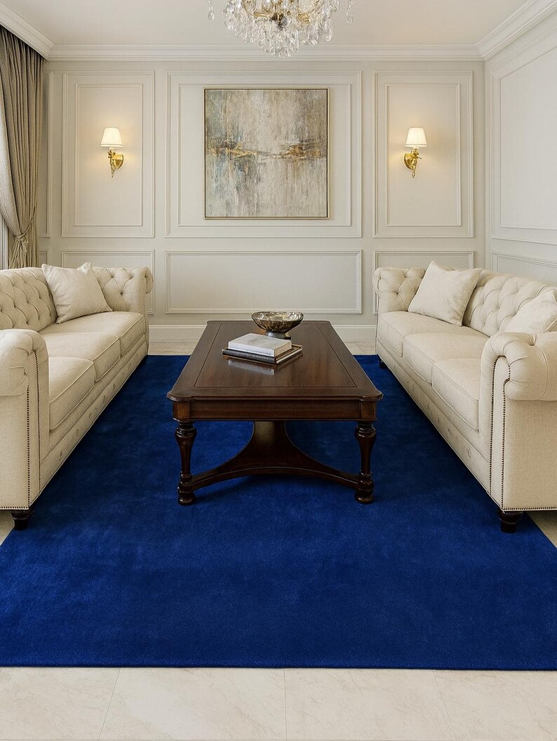 Vibrant Blue Rug Luxury Solid Blue Hand Tufted Rug – Royal Blue Modern Area Carpet ...