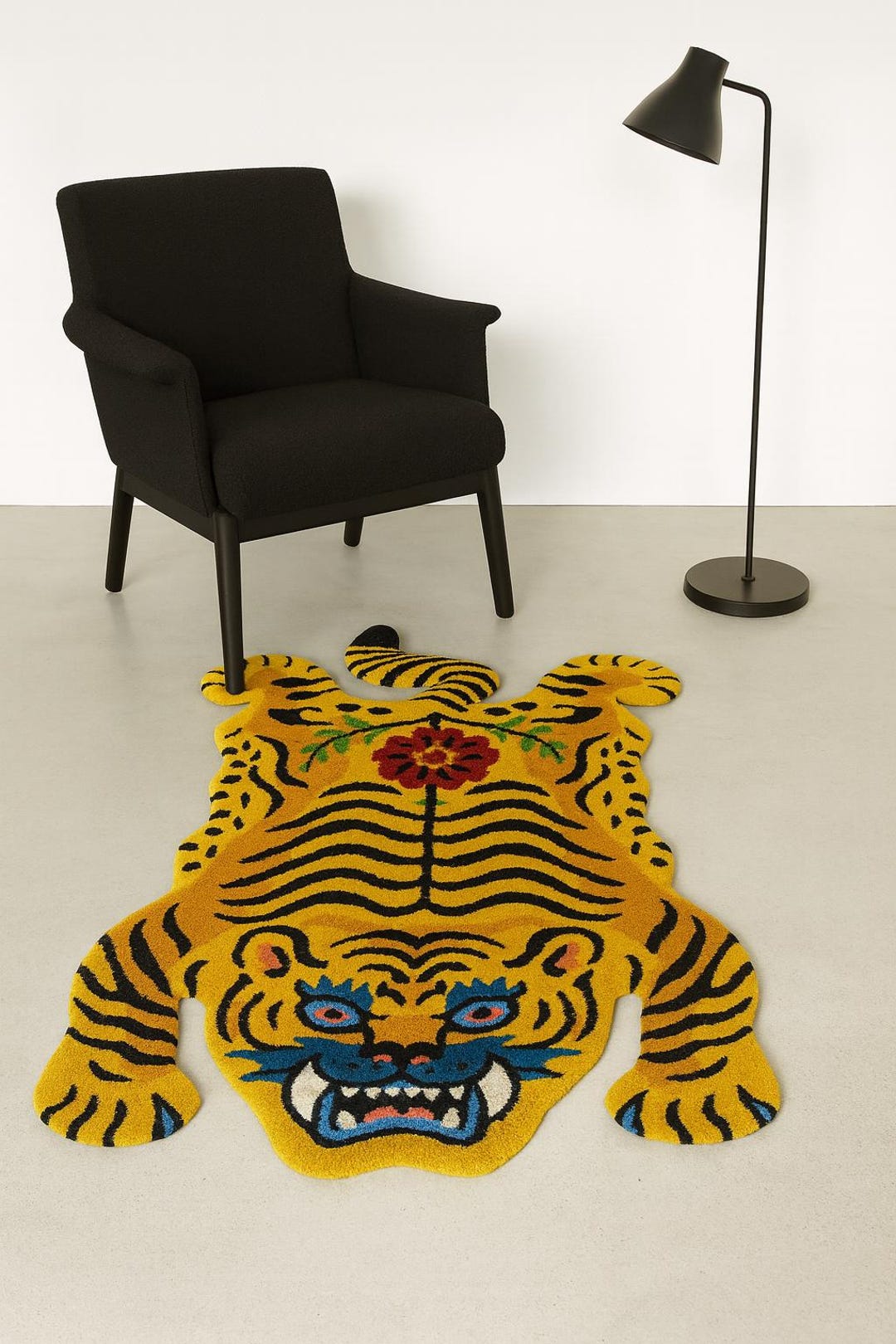Preppy Tiger Rug Hand Tufted Tibetan Tiger Rug Handmade Tiger Rug Animal Skin Rug ...