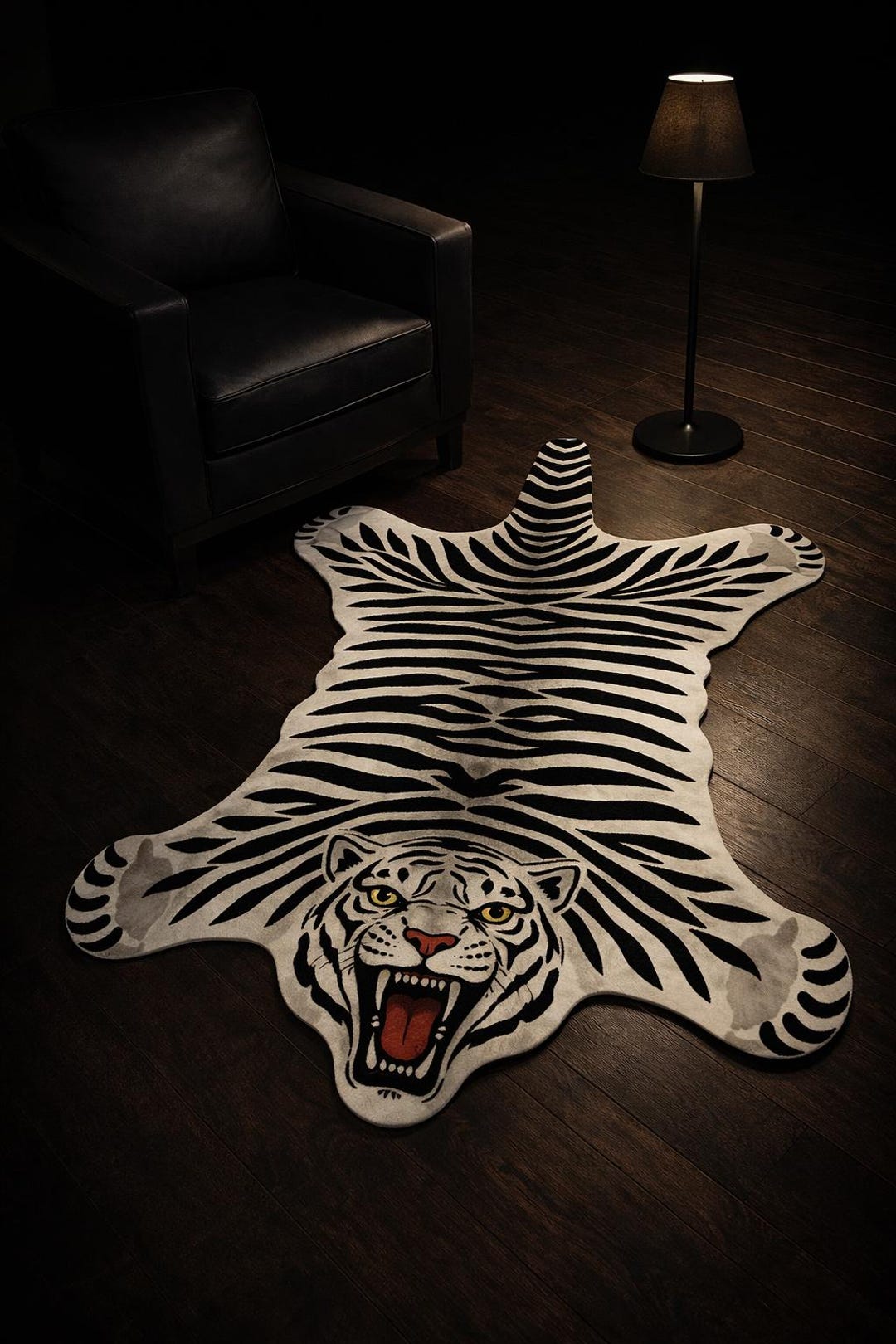 Sabertooth Tiger Rug Hand Tufted Tibetan Tiger Rug Handmade Tiger Rug Animal Skin Rug ...