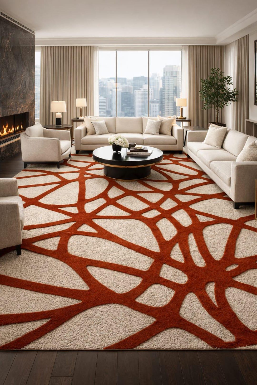 Abstract High-low Pile Hand Tufted Rug, Modern Organic Pattern Area Rug ...