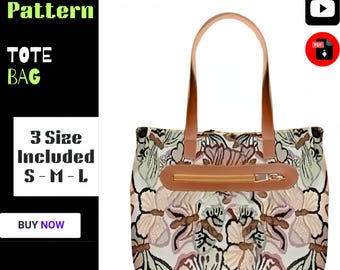 Naaipatroon van opgedeelde draagtas met ritssluiting: 3 maten (pdf-download)