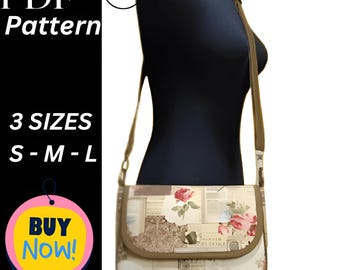 Flap Over Shoulder Bag Sewing Pattern: 3 Sizes (PDF Download)