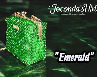 Green Beaded Clutch "Emerald" – Handmade Evening Bag