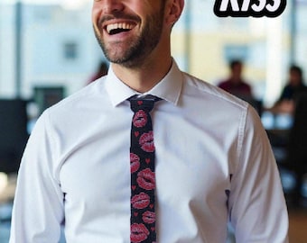 Corbata con cuentas – Corbata "Beso" hecha a mano con cuentas de vidrio, un regalo llamativo para él.