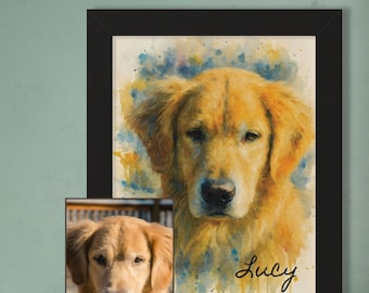 Custom Golden Retriever Renaissance Pet Portrait: Watercolor Dog Painting