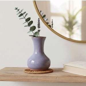 Handmade Lavender Speckled Bud Vase Studio Pottery Small Wabi Sabi Flower Vase