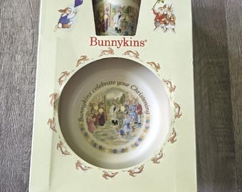 Vintage Royal Doulton Bunnykins Christening Mug Plate Nursery 2 Piece Set 1991 New In Box